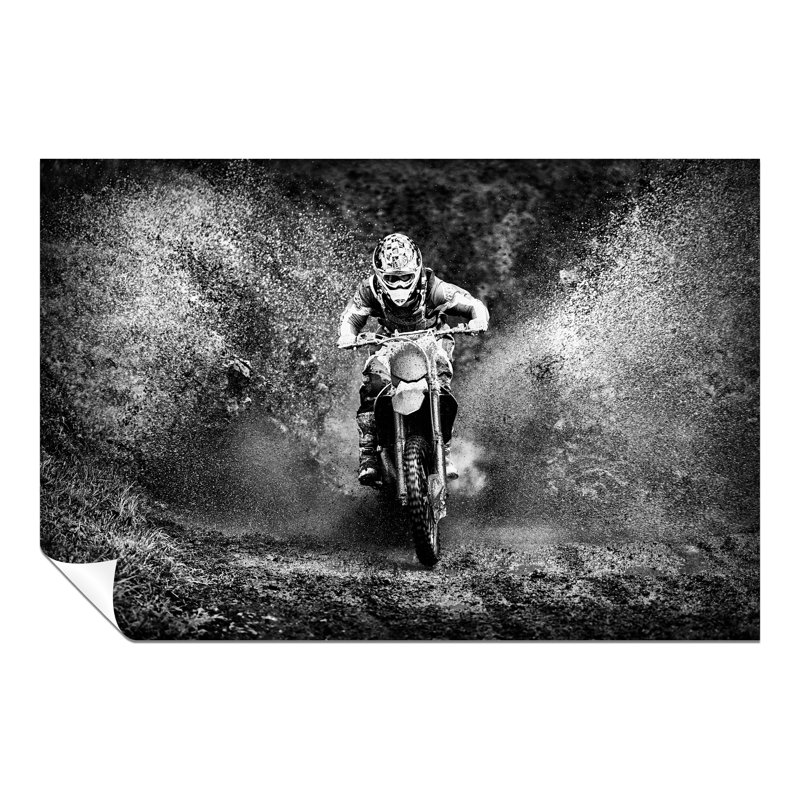 Motocross in the Mud - Photograph Print on Glass, 41cm H x 61cm W x 0.5cm D, Paper