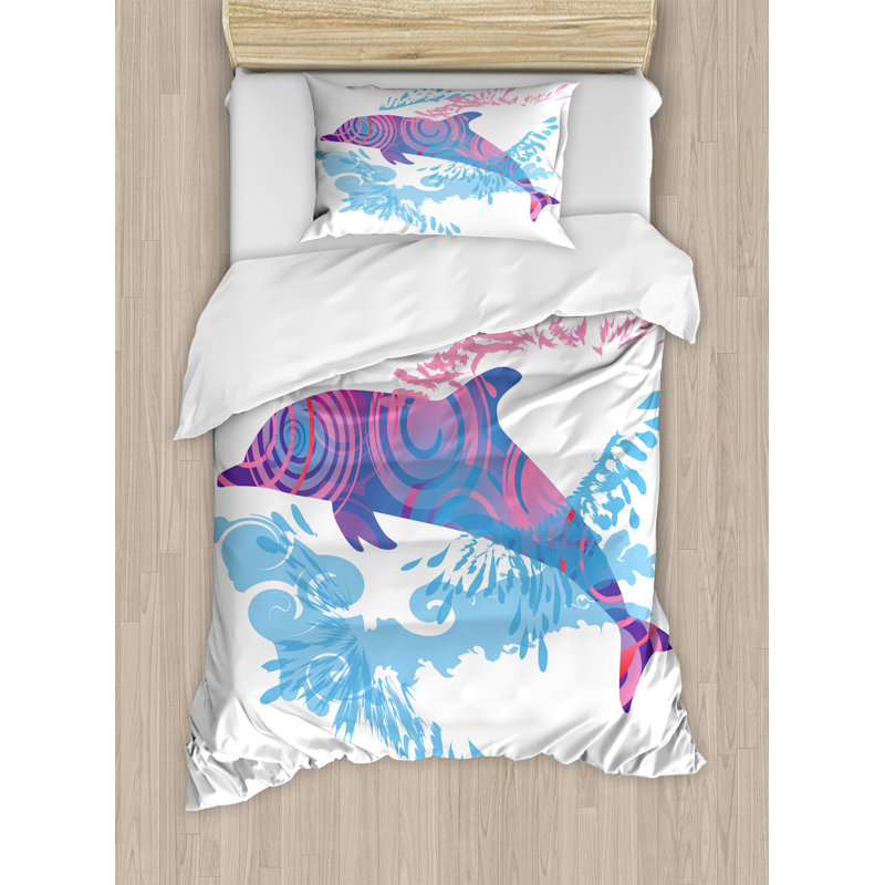 Sea Animals Coastal Polyester Duvet Cover, Twin