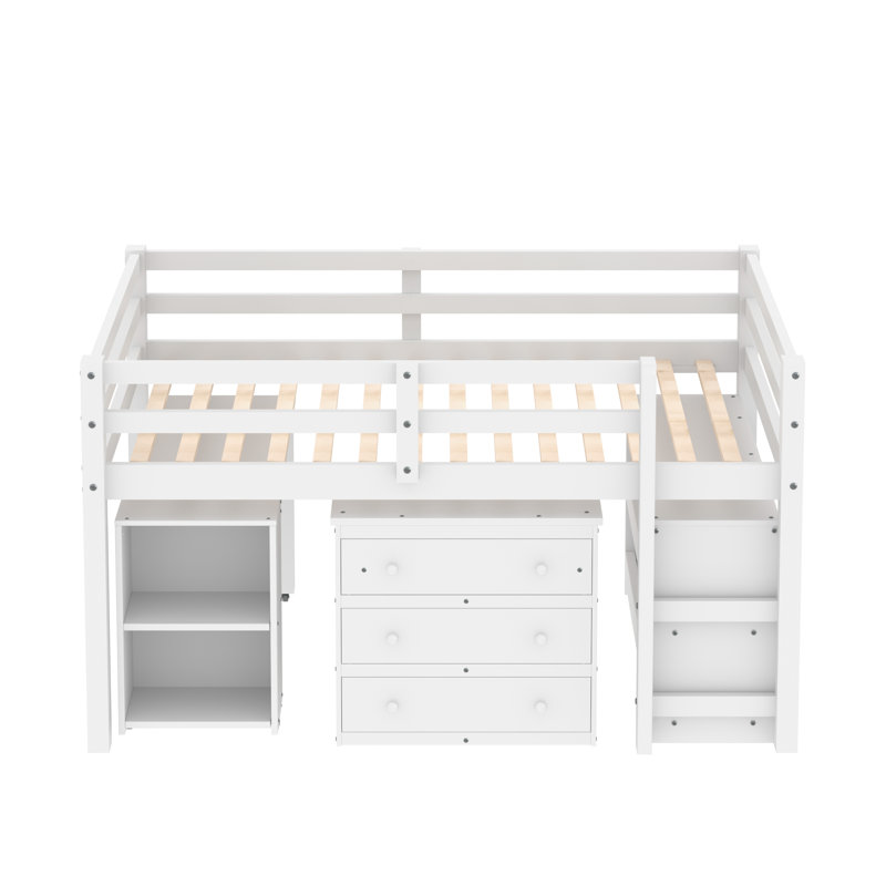 Fynnley Kids Full Loft Bed with Drawers, White