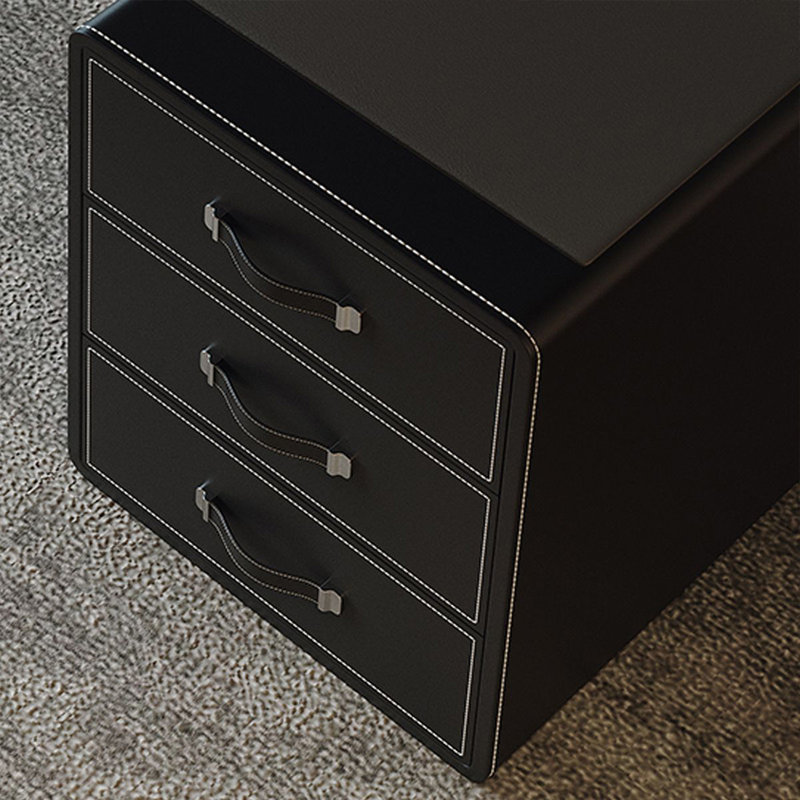 Bureau 3 tiroirs noir réglable en bois manufacturé et en acier au carbone, 49.21" H x 62.99" W x 27.56" D, Noir