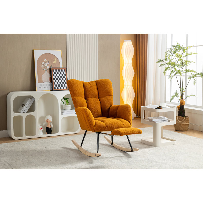 Chaise berçante en mousse avec repose-pieds réglable, chaise de salon, poids de 32,4 lb, Caramel