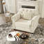 Canapé Chesterfield de 41,3 po en velours avec garniture cloutée et accoudoirs roulés, canapé de style Mid-Century moderne capitonné avec boutons, beige-998852143