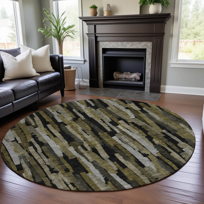 Tapis à rayures de qualité supérieure lavable à la machine Dahl AMF1079, Rond 8 pi