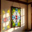 17"x29" Tiffany Style Stained Glass Window Panel, Vertical Hanging Privacy Screen, Stained Glass Suncatcher Window Decor for Living Room, Bedroom & Kitchen