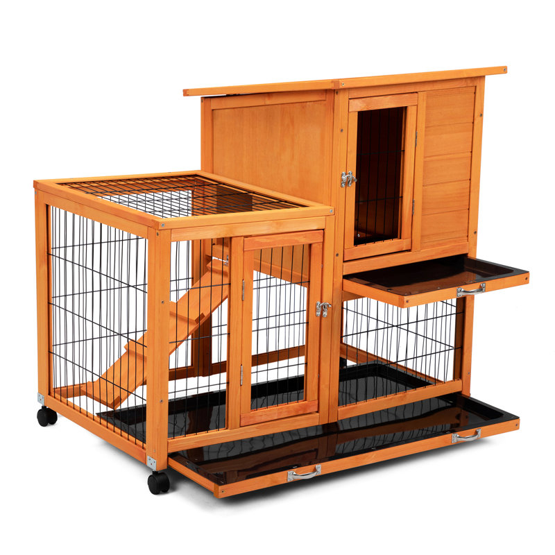 Spacieux animal de compagnie pour les lapins - Toit pour petits animaux de compagnie sur toit imperméable et roulant avec cage de lapin amovible