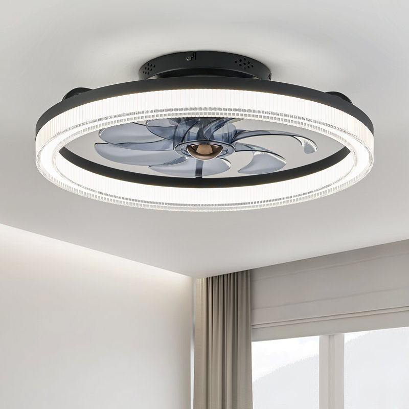 Ventilateur de plafond encastré à intensité variable de 20 po avec lumières DEL Demaury, Noir