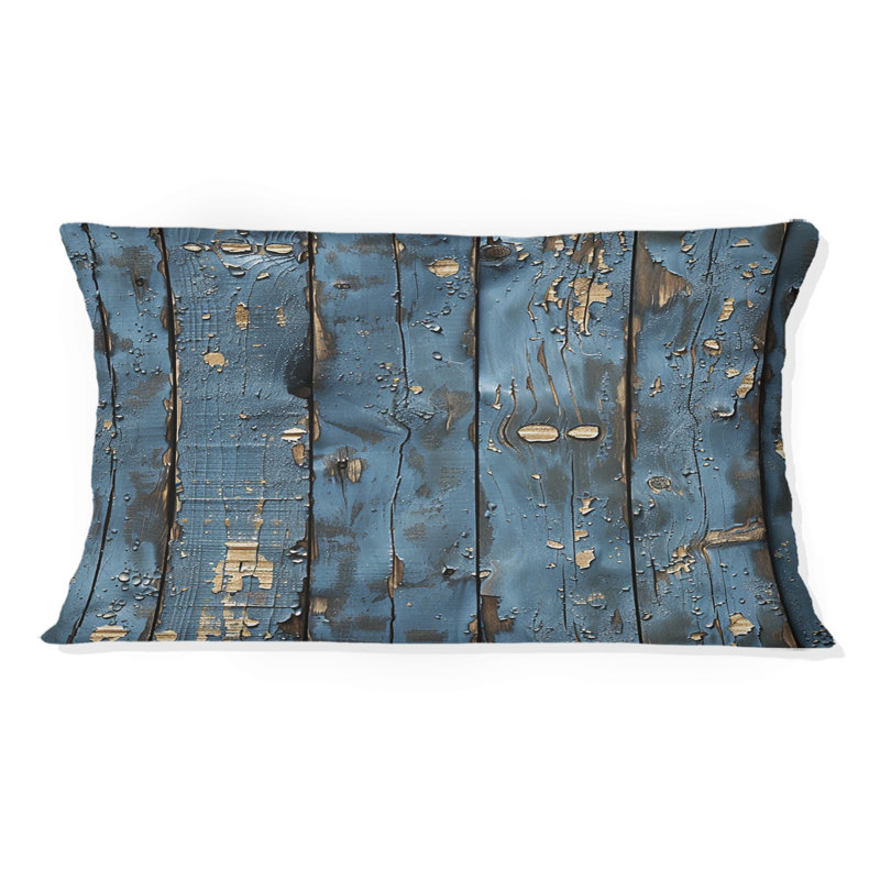 WeatheWood I - Coussin lombaire Farmhouse, Bleu / doré