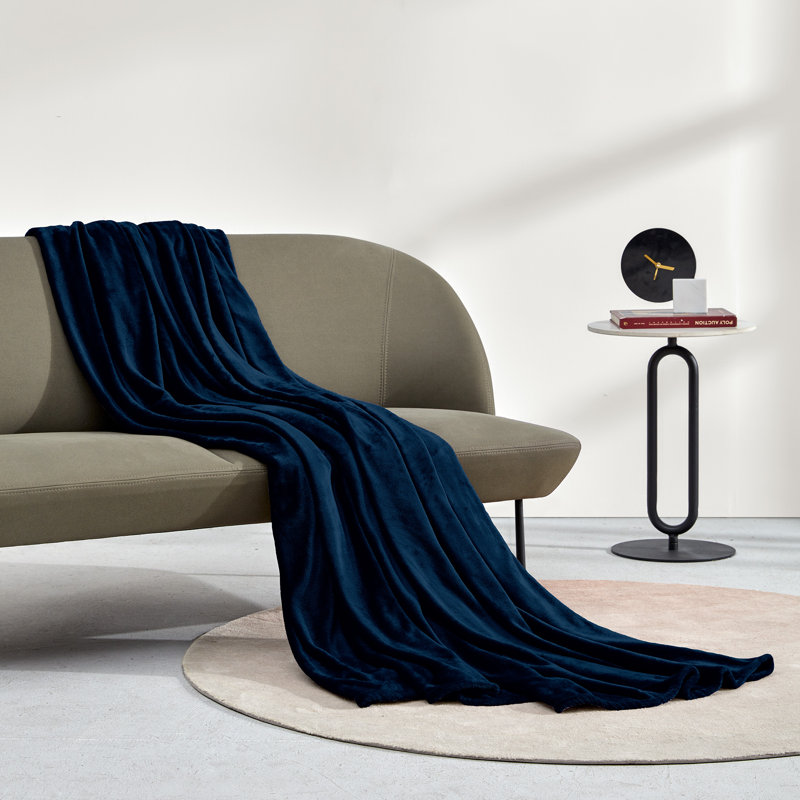 Warner Hand Woven Throw Blanket, 90" L x 90" W, Navy Blue