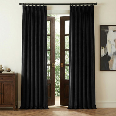  Rideaux occultants en velours à plis ondulés et isolants avec protection contre les rayons UV et rideaux élégants pour la salle à manger / chambre / salon / dortoir