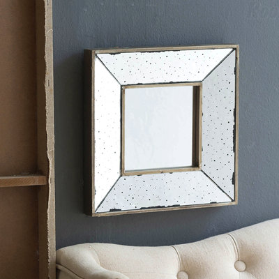 12" X 12" Distressed Silver Square Wall Accent Mirror