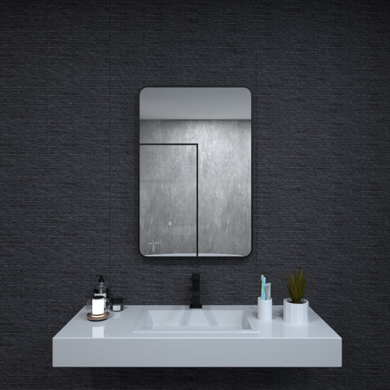 Miroir mural de salle de bain Malpress, Noir, Carrée, 30" x 30"