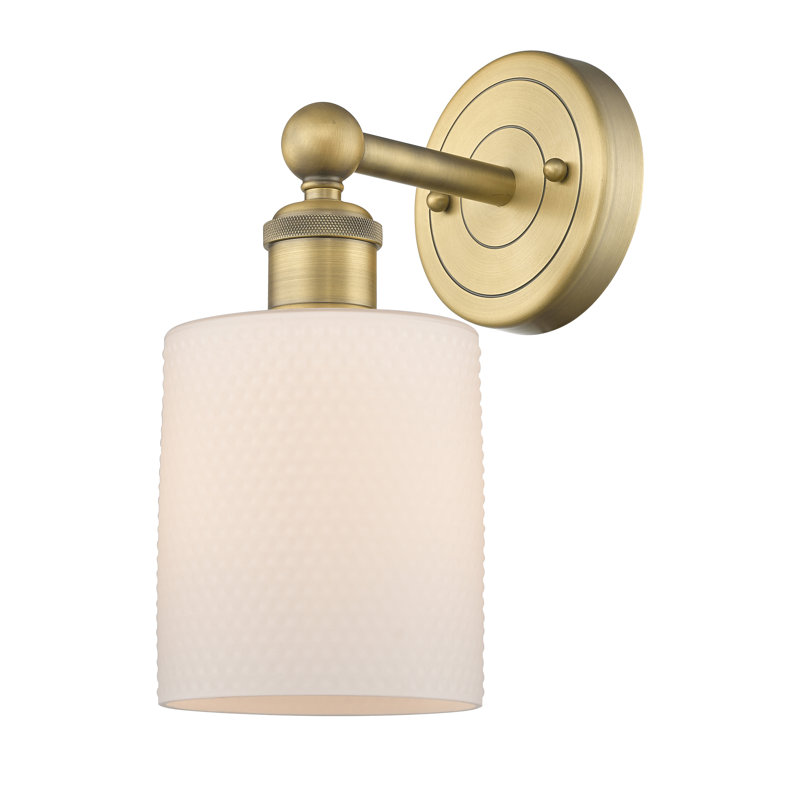 Chilchinbito Armed Sconce, Matte White, Brushed Brass