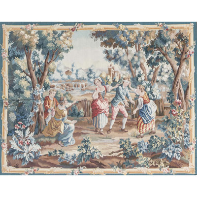 Tapis rouille et bleu noué à la main de haute qualité