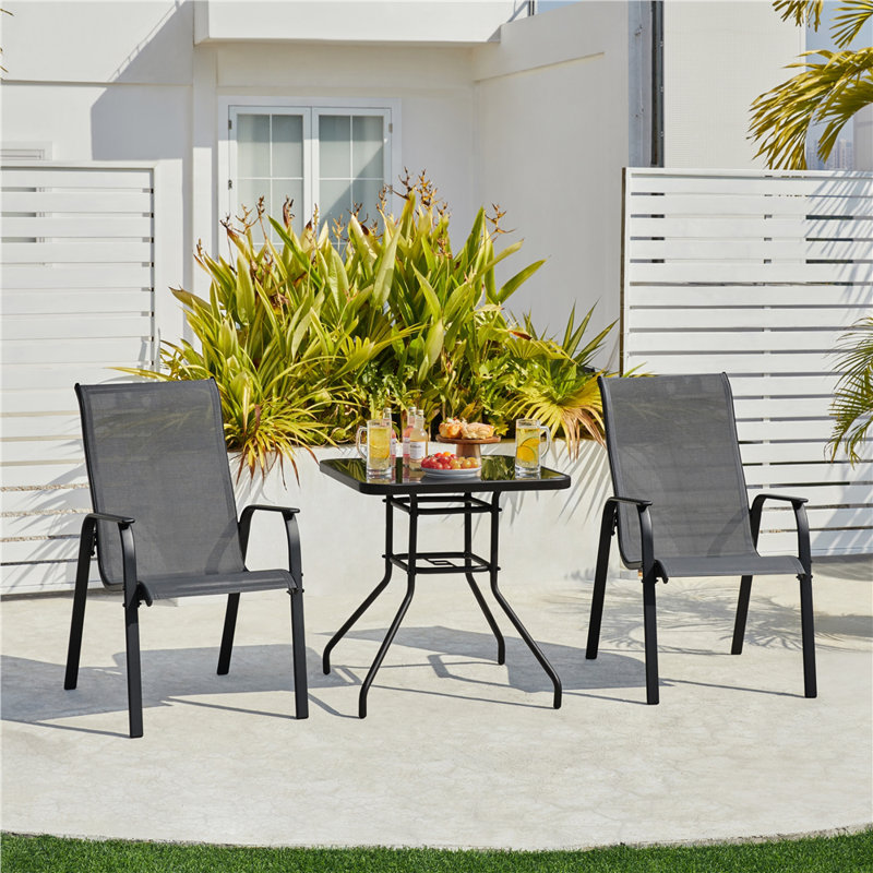 Stackable Outdoor Patio Dining Armchair, Grey