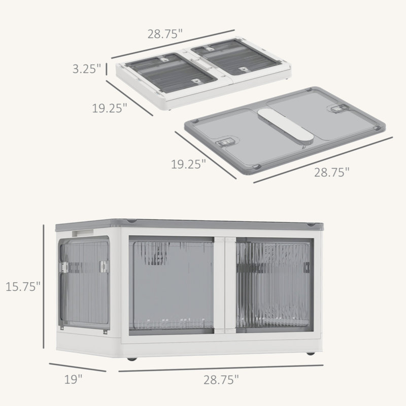 32 Gal Stackable Storage Bins With Lids, 3 Packs Collapsible Closet Organizers And Storage, Plastic Drawer Storage Container On Wheels With 5-Sided Access, Doors For Blankets