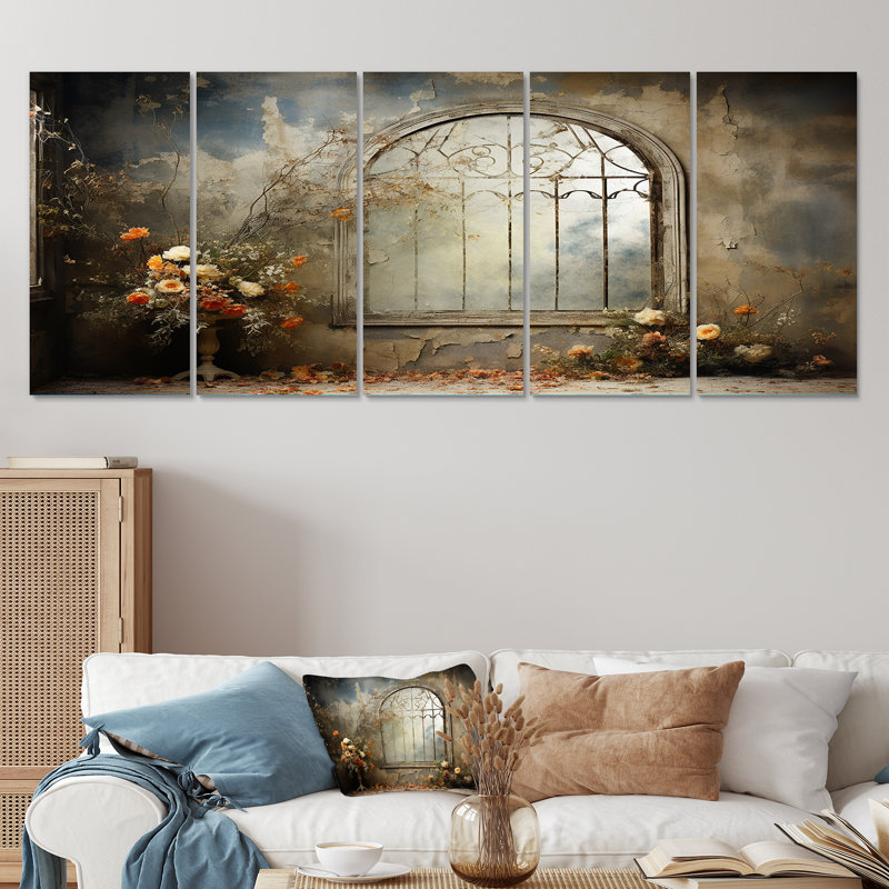 Ensemble de 5 pièces d'art mural Hauting Floral, H 32 po x l 80 po