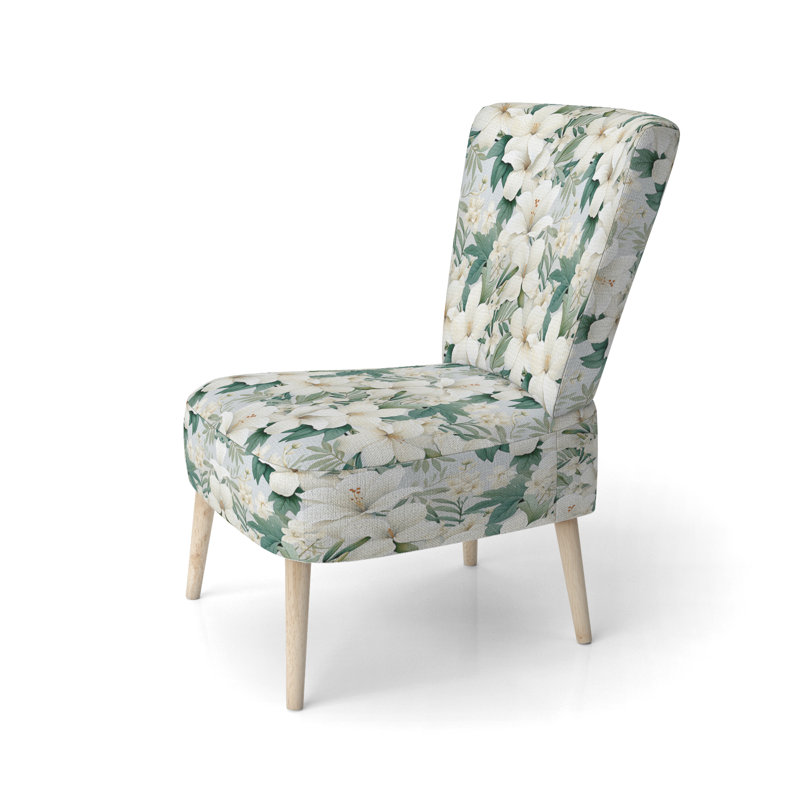 Minimalist Flora Tropical Motif - Chaise d'appoint rembourrée côtière, chaise d'appoint verte