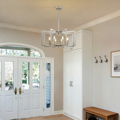 Modern Geometric Metal Chandelier With 8 Lights, Industrial Hanging Light Fixture For Dining Room, Kitchen Island, Entryway, Stairway, Foyer, And Hallway