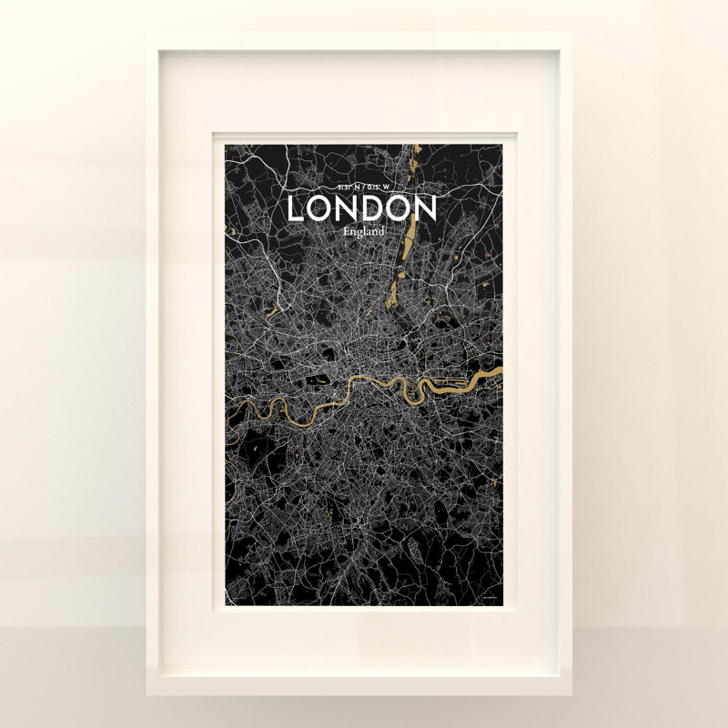 London City Map In Luxe - No Frame Print, 17cm H x 11cm W x 0.05cm D