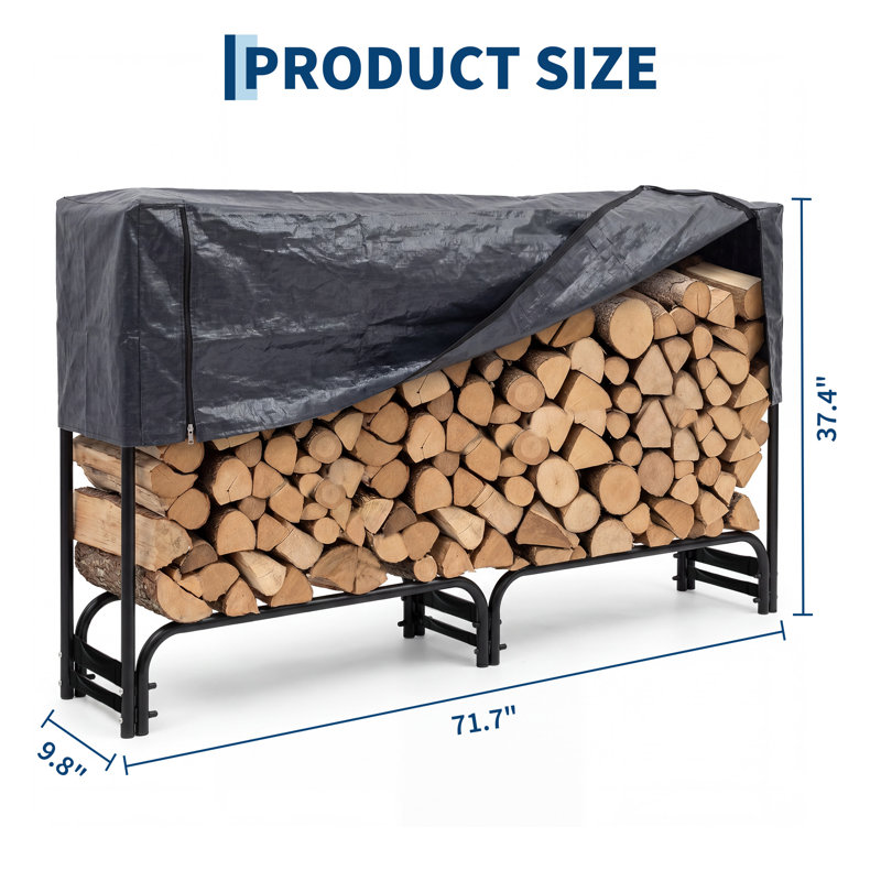 Galvanised Steel Log Rack, 183x25x95cm