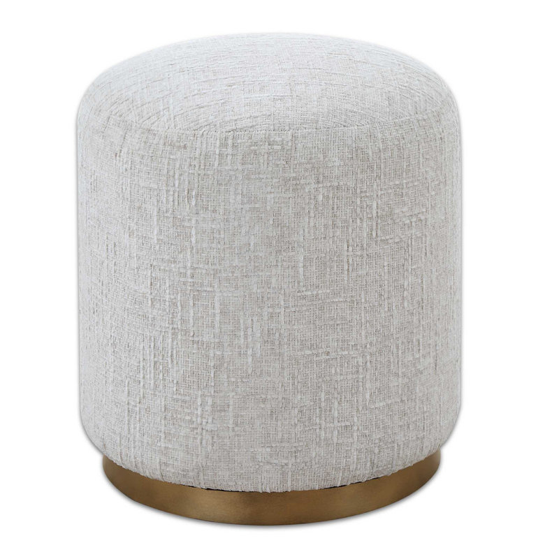 Tabouret d'appoint, rembourrage en mousse de polyester blanc cassé, laiton brossé 18 po
