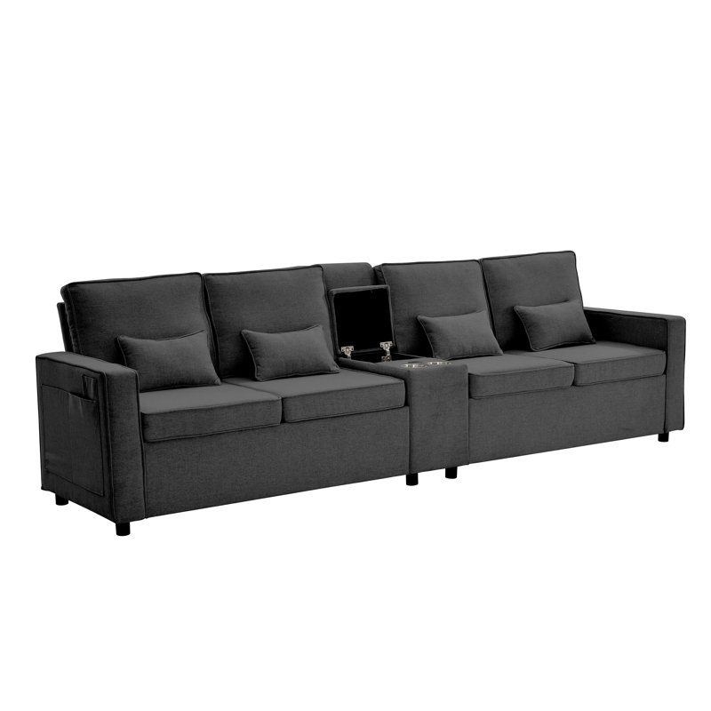 4 Seater Linen Sofa, Grey