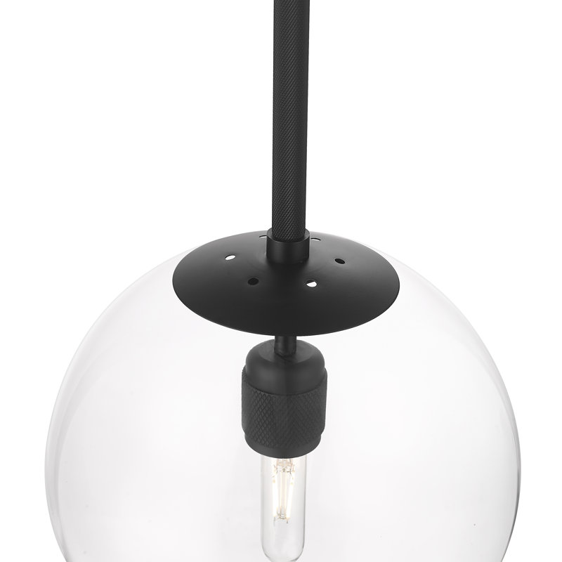 Sola 12" Wide 1-Light Pendant, Matte Black, Matte Black, Transparent