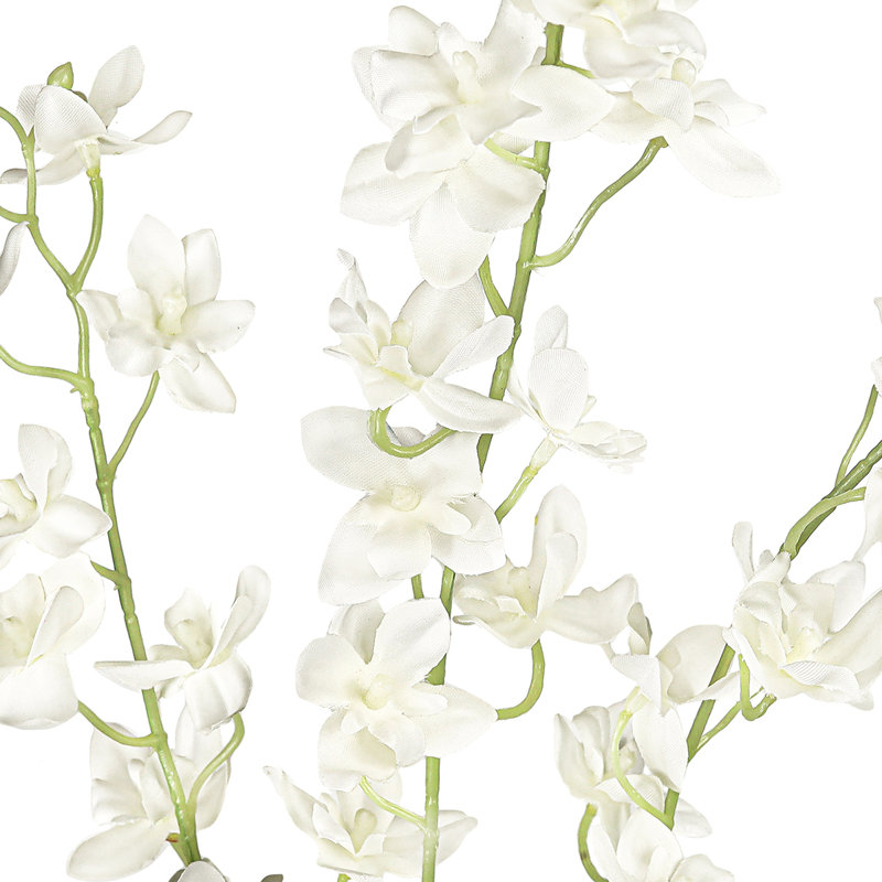 Petite fleur d'orchidée artificielle Dendrobium, Blanc, crème