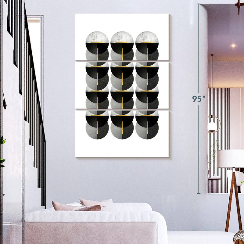 Avery Black Grey Gold Circles III