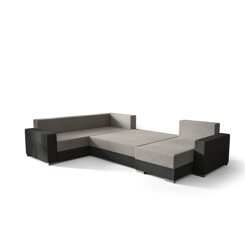 Birkner 5 Seater Corner Sofa , Left -sided, White/Gray - Kornet02/Dolaro511