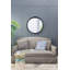 Cadre de miroir antique rond 30 po x 30 po sculpté à la main rose, miroir mural pour espace de vie, salle de bain, décoration murale d'entrée-620730001