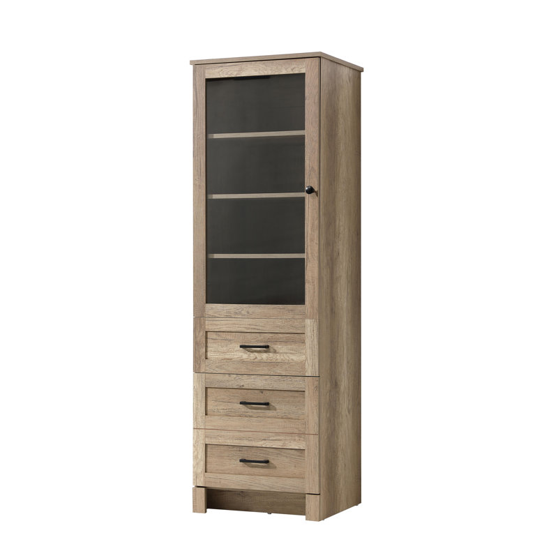 Armoire de rangement en verre pour salle de bain 20 pouces en chêne naturel, Chêne naturel, H 65 po x l 20 po x P 65 po