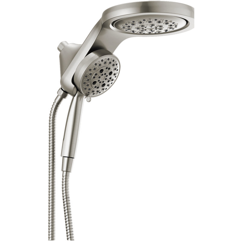 HydraChoice Hydrorain 5 Spray Dual Shower Head and Handheld Shower with H2Okinetic 1.75 GPM, Stainless