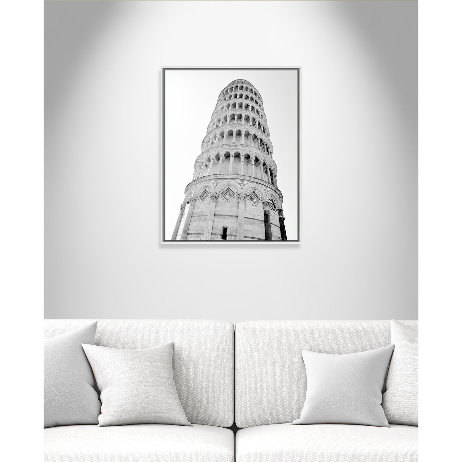 Iconic City Collection "Pisa" Print by Natalie Carpentieri, White Floater Frame, No, 29.5" H x 23.5" W x 2" D