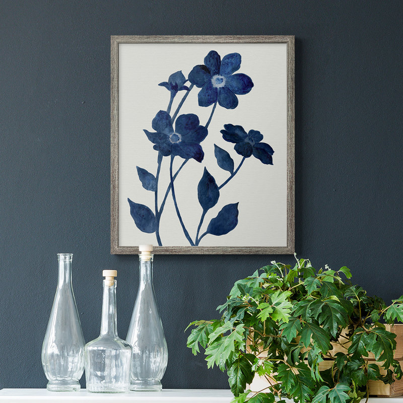 Toile encadrée de qualité supérieure Indigo Bloom II - prête à être accrochée, Argent patiné, H 24 po x l 20 po