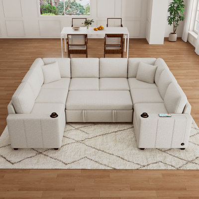 Canapé-lit modulaire convertible en U de 107,1 po pour salon