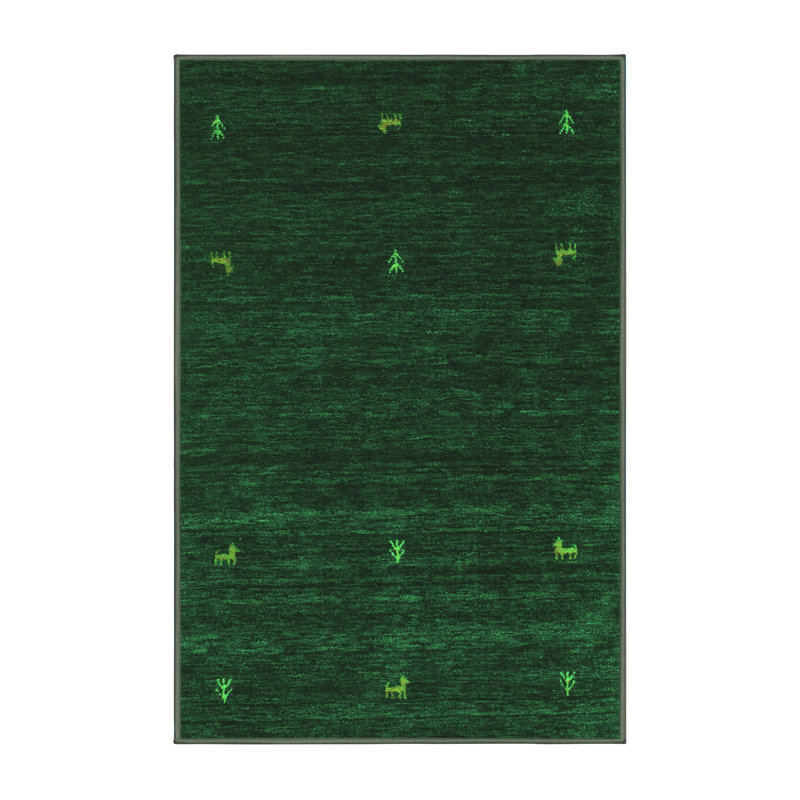 Tapis verts contemporains lavables à la machine 948, Rectangle 7 pi x 9 pi