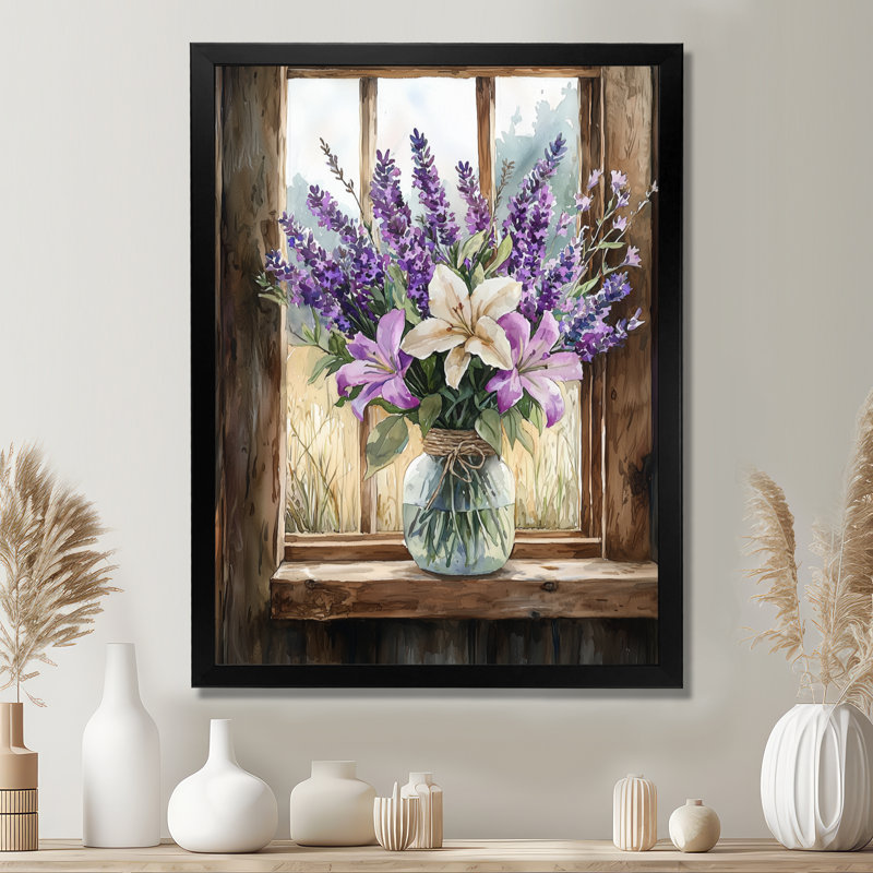 Inam - impressions sur toile florales, Noir, H 20 po x l 12 po, Reproduction encadrée d'une seule photo