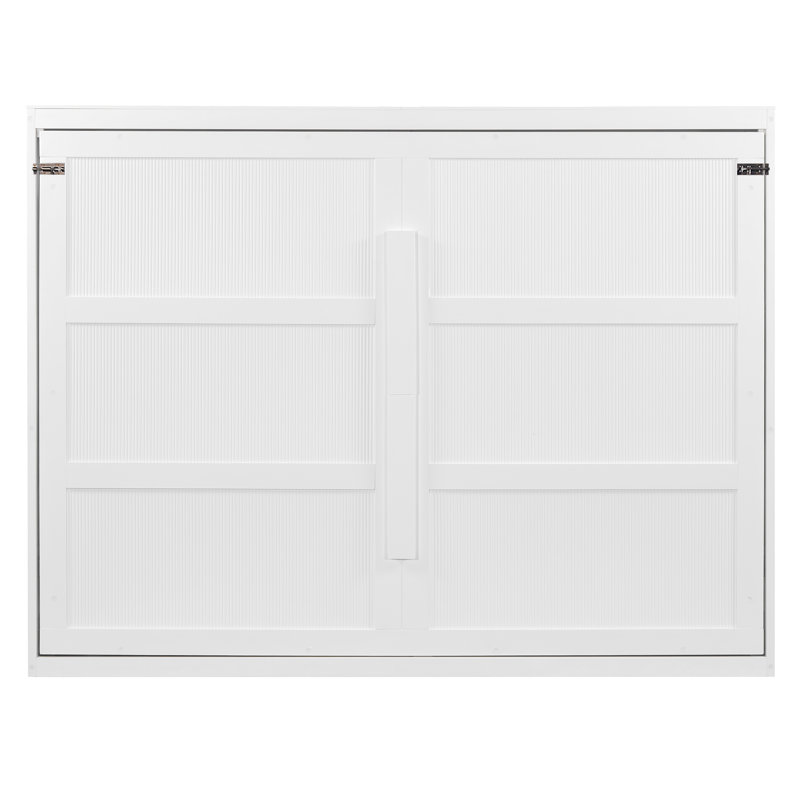Grand lit escamotable mural avec armoire à DEL et peu encombrante, Blanc