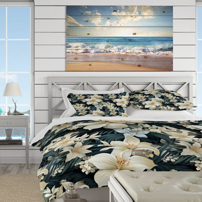 Motif botanique beige et gris - ensemble de housse de couette tropical - polyester en microfibre
