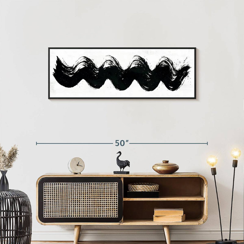 Whitson Waves, 43 po x 15 po, Cadre flottant noir
