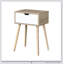 Table d'appoint Mid-Century moderne avec 1 tiroir et pieds en bois d'hévéa durables, parfaits pour le rangement et l'élégance.