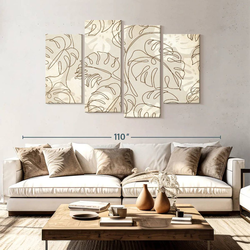 Kerner Monstera Leaves Pattern, 54'' H x 84'' W