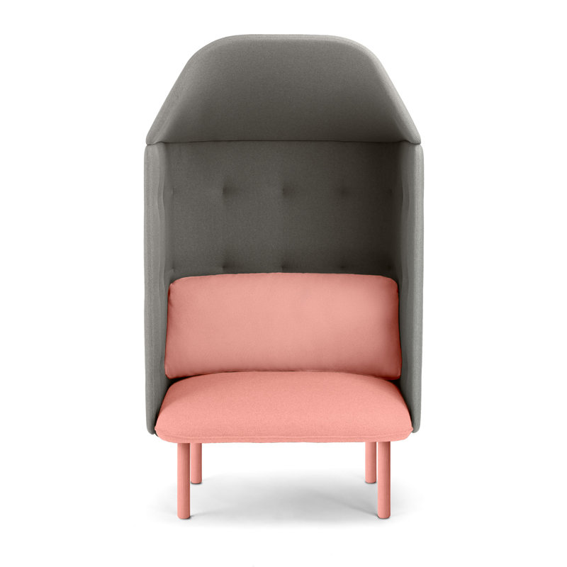 Chaise de réception avec auvent QT, Rosé / tissage uni gris / mousseline