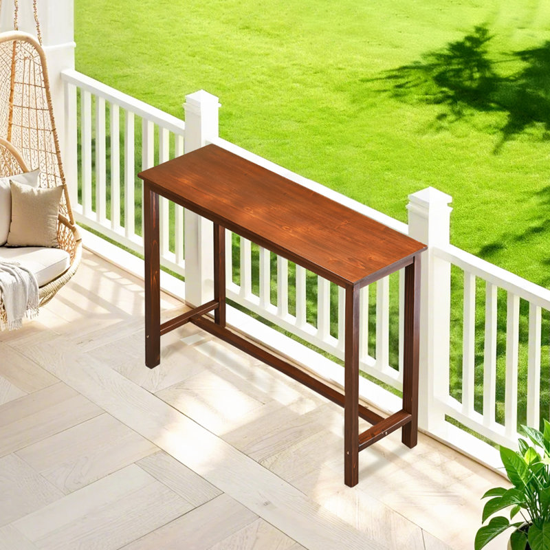 Patio Fir Wood Brown Bar Table, Brown