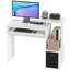 Bureau d'ordinateur avec tiroir en tissu et plateau à clavier, bureau d'étude, blanc-1305793080
