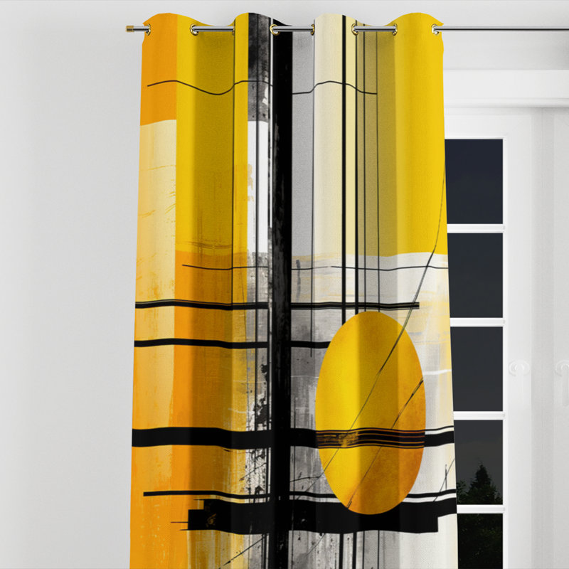 Avalynne II - Collages Blackout Grommet Curtain - 1 panel, 52" W x 120" L, Golden Grommets