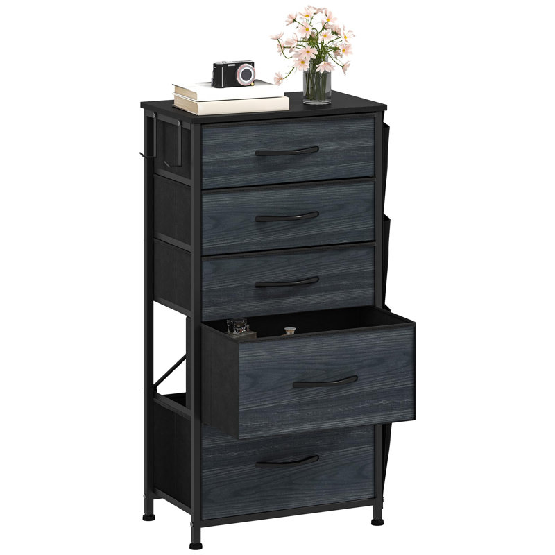 5 Drawer Storage Drawer, Black