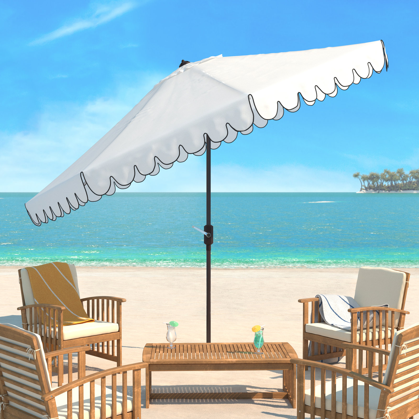 Teo 10.8' Umbrella,  White/Black