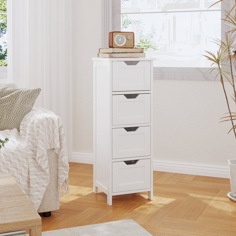 Armoire de salle de bain autoportante avec 4 tiroirs pour la salle de bain, le couloir ou le salon